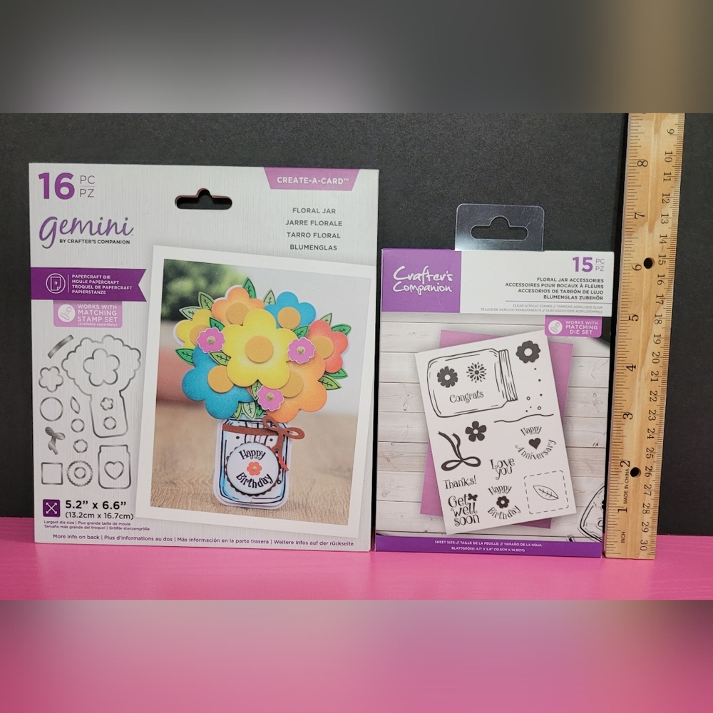 Crafter's Companion Create-A-Card Floral Jar Dies And Accessories Set. (0112)